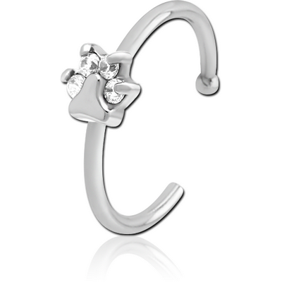 SURGICAL STEEL JEWELLED OPEN NOSE RING - ANIMAL PAW