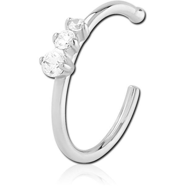 SURGICAL STEEL JEWELLED OPEN NOSE RING