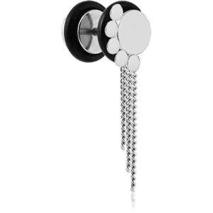 SURGICAL STEEL FAKE PLUG WITH CHAIN - PAW