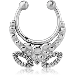 SURGICAL STEEL FAKE SEPTUM RING - V AND TWO EYES