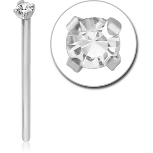 SURGICAL STEEL STRAIGHT NOSE STUD PRONG SET DIAMOND 1.35MM