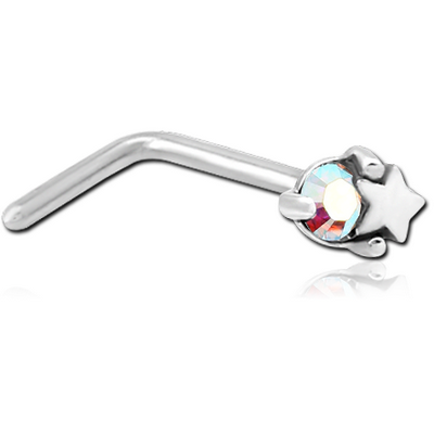 SURGICAL STEEL 90 DEGREE JEWELLED NOSE STUD