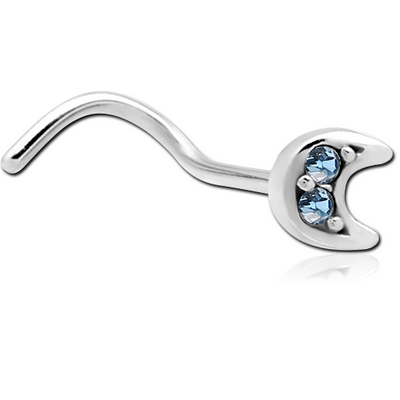 SURGICAL STEEL CURVED JEWELLED NOSE STUD - CRESCENT