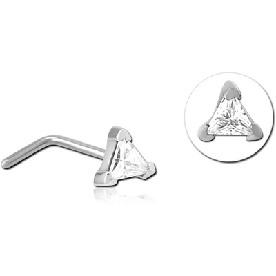 SURGICAL STEEL 90 DEGREE JEWELLED NOSE STUD - TRIANGLE