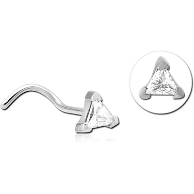 SURGICAL STEEL CURVED JEWELLED NOSE STUD - TRIANGLE