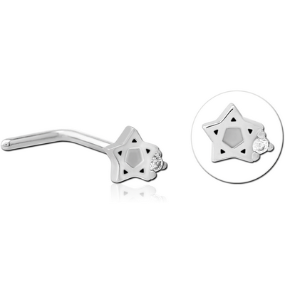 SURGICAL STEEL 90 DEGREE JEWELLED NOSE STUD