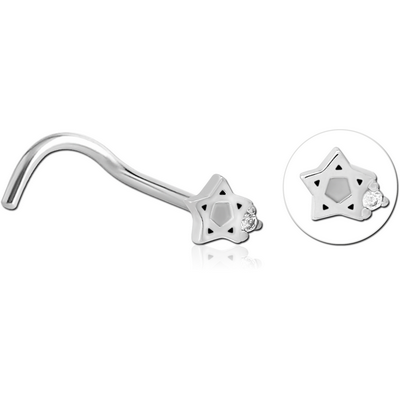 SURGICAL STEEL CURVED JEWELLED NOSE STUD