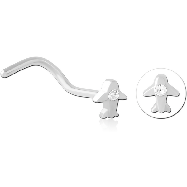 SURGICAL STEEL CURVED JEWELLED NOSE STUD