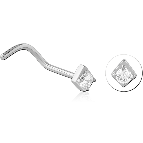 SURGICAL STEEL CURVED JEWELLED NOSE STUD