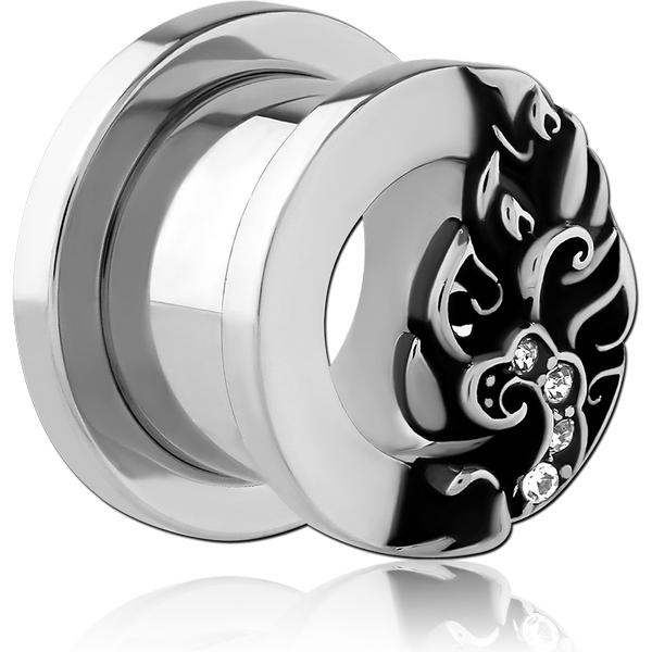 STAINLESS STEEL THREADED TUNNEL WITH SURGICAL STEEL JEWELLED TOP