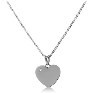 SURGICAL STEEL NECKLACE WITH JEWELLED PENDANT - HEART