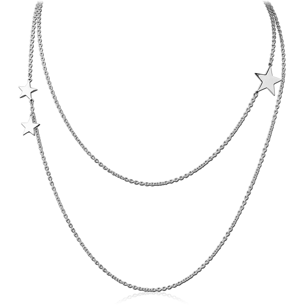 SURGICAL STEEL DOUBLE CHAIN NECKLACE WITH PENDANT - STAR