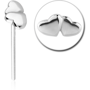 SURGICAL STEEL STRAIGHT NOSE STUD-HEART