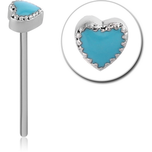 SURGICAL STEEL STRAIGHT NOSE STUD - HEART