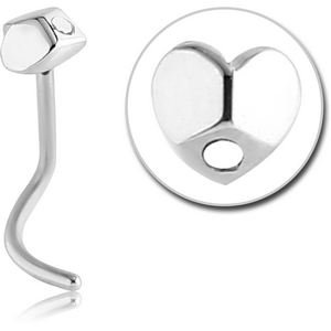 SURGICAL STEEL CURVED NOSE STUD - 3D HEART