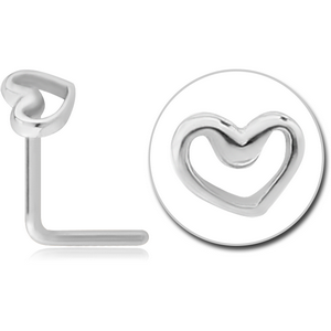 SURGICAL STEEL 90 DEGREE NOSE STUD - HEART