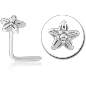 SURGICAL STEEL 90 DEGREE NOSE STUD - FLOWER