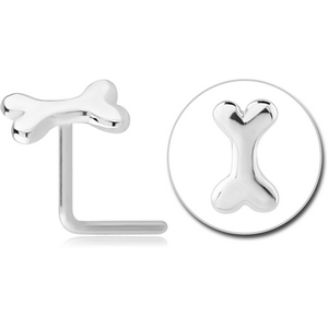 SURGICAL STEEL 90 DEGREE NOSE STUD - BONE