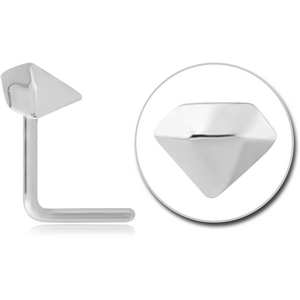 SURGICAL STEEL 90 DEGREE NOSE STUD - DIAMOND