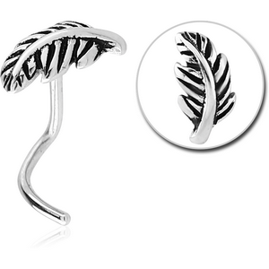 SURGICAL STEEL CURVED NOSE STUD - LEAVES