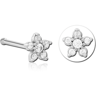 SURGICAL STEEL JEWELLED NOSE BONE - FLOWER