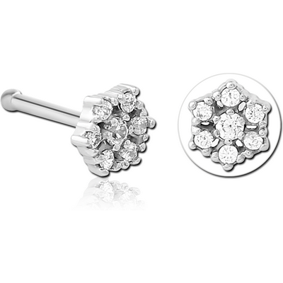 SURGICAL STEEL JEWELLED NOSE BONE - FLOWER