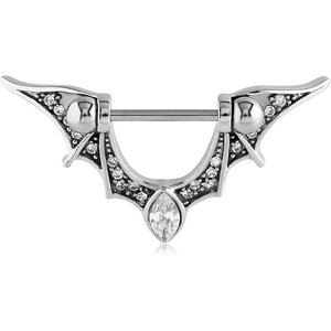 SURGICAL STEEL JEWELLED NIPPLE SHIELD - BAT WINGS