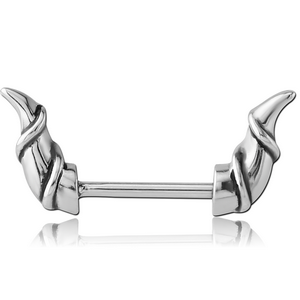 SURGICAL STEEL NIPPLE SHIELD BAR - CATTLE HORNS