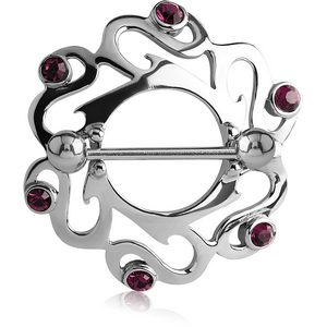 SURGICAL STEEL JEWELLED NIPPLE SHIELD - ROUND FILIGREE