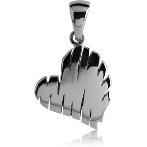 SURGICAL STEEL PENDANT - SCRATCHED HEART