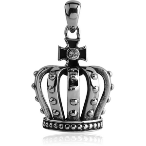 SURGICAL STEEL JEWELLED PENDANT - CROWN