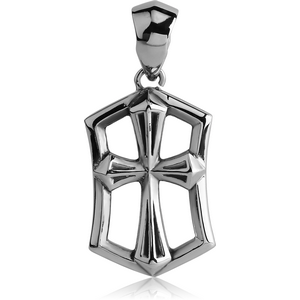 SURGICAL STEEL PENDANT - CROSS IN FRAME