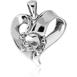 SURGICAL STEEL PENDANT - HEART WITH SKULL