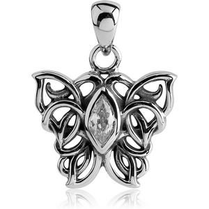 SURGICAL STEEL JEWELLED PENDANT - BUTTERFLY