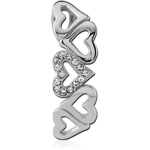 SURGICAL STEEL JEWELLED PENDANT - HEARTS