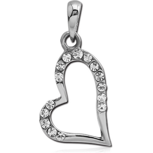 SURGICAL STEEL JEWELLED PENDANT - HEART