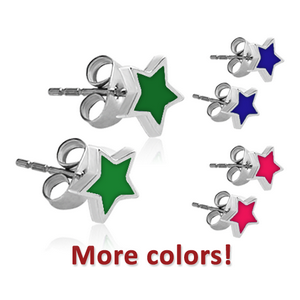 SURGICAL STEEL ENAMEL EAR STUDS - STAR