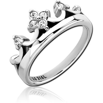 SURGICAL STEEL JEWELLED RING - CROWN