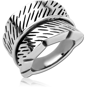 SURGICAL STEEL RING - LEAF