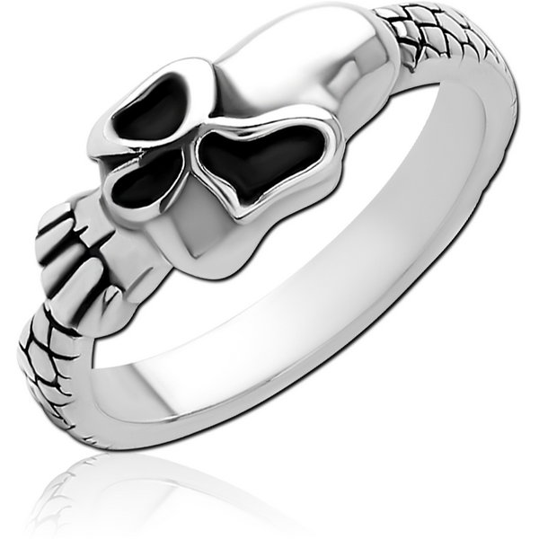 SURGICAL STEEL RING - THIN BAND SKULL