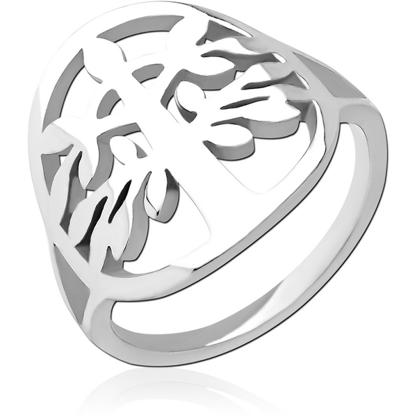 SURGICAL STEEL RING - OPEN TREE OF LIFE