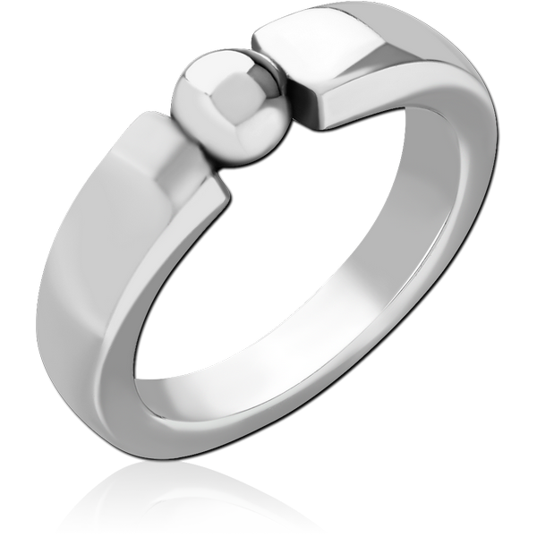 SURGICAL STEEL RING - BAND WITH CENTER ROUND BALL