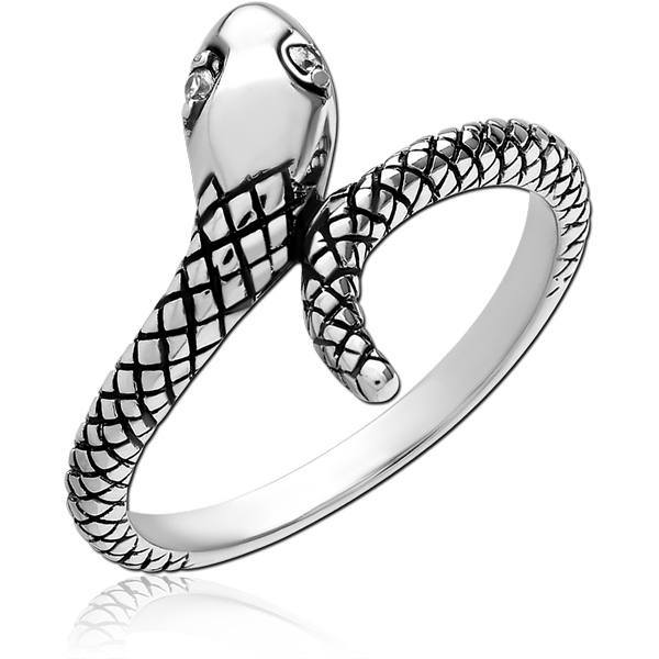 SURGICAL STEEL JEWELLED RING - SNAKE