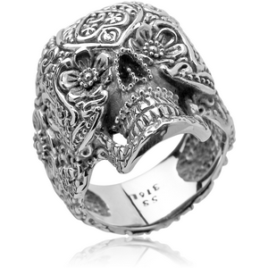 SURGICAL STEEL RING - FANCY SKULL