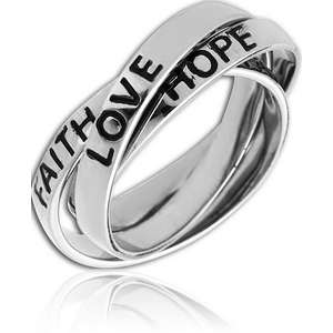 SURGICAL STEEL RING - LOVE FAITH HOPE