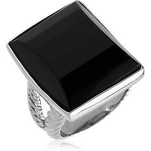 SURGICAL STEEL RING WITH ONYX