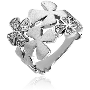 SURGICAL STEEL JEWELLED RING - MATT FLOWERS