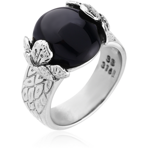 SURGICAL STEEL RING WITH ONYX