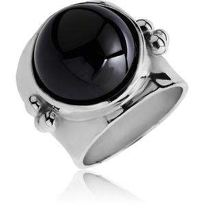 SURGICAL STEEL RING WITH ONYX