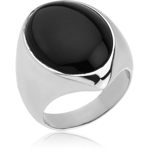 SURGICAL STEEL RING WITH ONYX